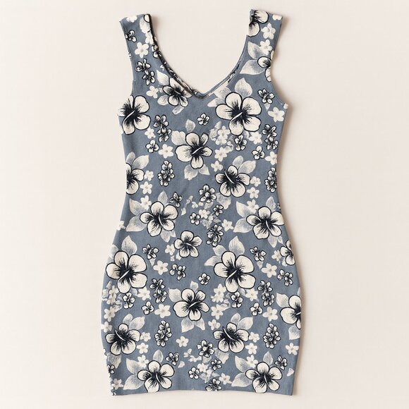 Agua Bendita Blue and White Floral Mini Dress - Picture 1 of 11